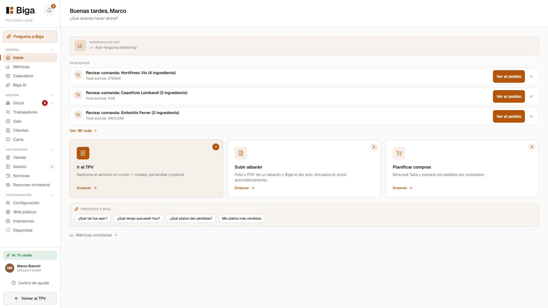 El back-office / centre de comandament